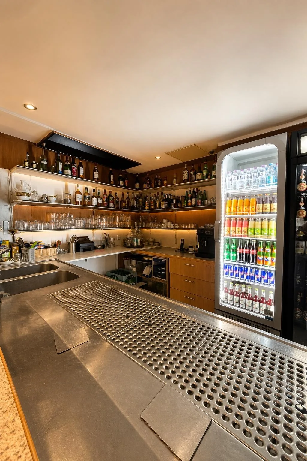 Bar, Theke und Getränkekühlschrank
